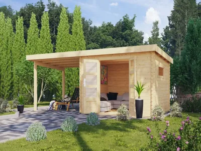 Gartenhaus Blockbohlenhaus Trittau 5 38 mm mit Varianten Produktbild #1