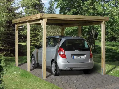 Flachdach Einzelcarport 617 Gr. 1 mit Trapezblech Produktbild #1