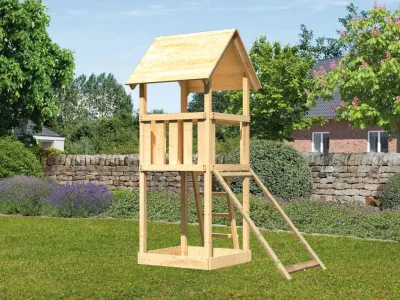 Spielturm Lotti naturbelassen inkl. Netzrampe Produktbild #1