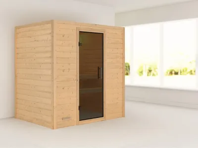 Sauna Massivholzsauna Sonja graphit Ganzglastür Produktbild #7