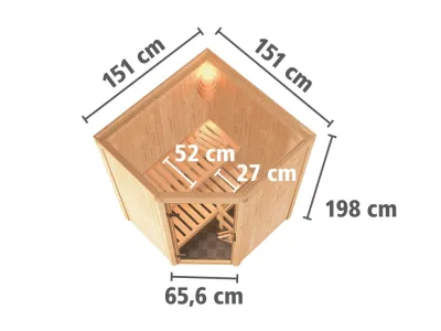 Sauna Systemsauna Nanja graphit Ganzglastür + Plug & Play Bio-Ofen mit externer Steuerung Produktbild #6