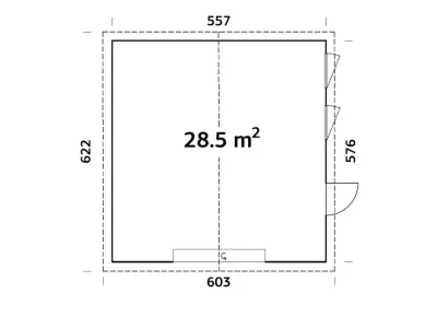 Garage Andre 28,5 m² mit Sektionaltor 18+95 mm naturbelassen Produktbild #3