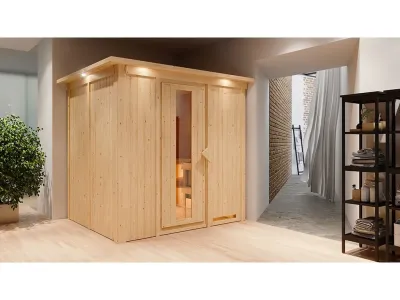 Sauna Systemsauna Sodin mit Dachkranz, inkl. 9 kW Bio-Ofen mit externer Steuerung Produktbild #5