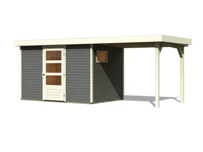 Gartenhaus Bielefeld 2 19 mm terragrau inkl. 240 cm Anbau Produktbild #5