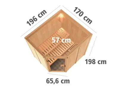 Sauna Systemsauna Lilja Klarglas Ganzglastür + Plug & Play Bio-Ofen mit ext. Strg Produktbild #3