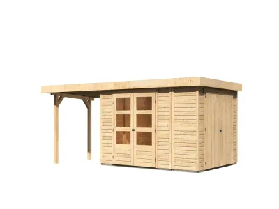 Gartenhaus SET Retola 4 19 mm naturbelassen, inkl. 2,4 m Anbaudach + Anbauschrank Produktbild #2