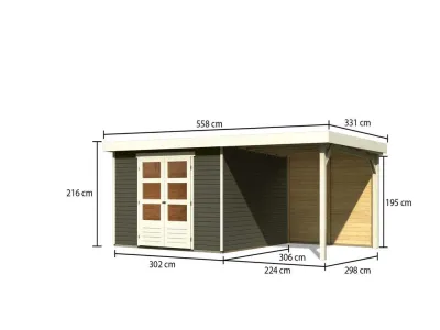 Gartenhaus SET Askola 6 19 mm terragrau, inkl. 2,4 m Anbaudach + Rückwand Produktbild #7