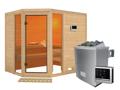 Sauna Massivholzsauna Sinai 3 inkl. 9 kW Saunaofen ext. Steuerung Produktbild #5