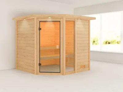 Sauna Tabea mit bronzierter Glastür und Dachkranz Produktbild #7