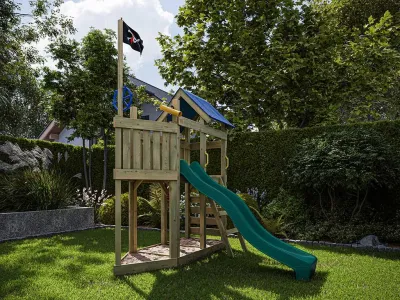 Spielturm Pirat Captain Snappy KDI inkl. Rutsche türkis Produktbild #2