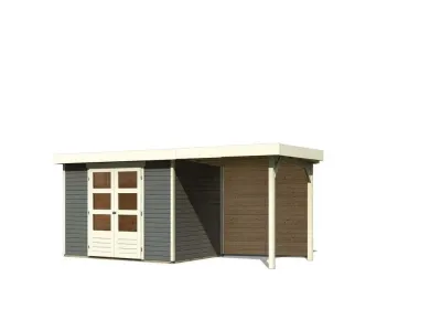 Gartenhaus SET Askola 4 19 mm terragrau, inkl. 2,4 m Anbaudach + Rückwand Produktbild #3
