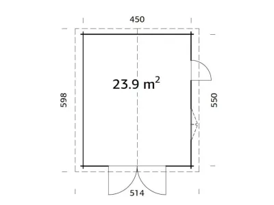 Garage Roger 23,9 m² mit Holztor 44 mm grau tauchimprägniert Produktbild #3