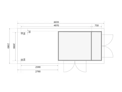 Gartenhaus SET Retola 3 19 mm naturbelassen, inkl. 2,8 m Anbaudach + Anbauschrank Produktbild #6