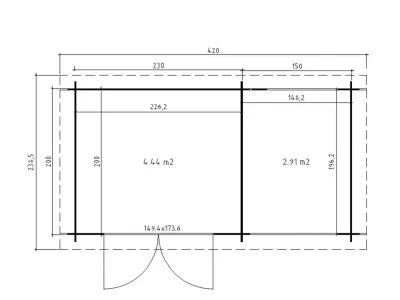 Gartenhaus Blockbohlenhaus Linz 19 mm naturbelassen inkl. Boden + 150 cm Anbau Produktbild #3