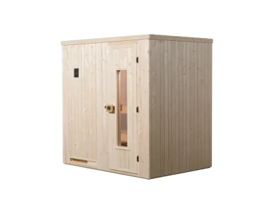 Sauna Elementsauna Halmstad 1 HT isolierte Holztür mit Glasausschnitt Produktbild #2