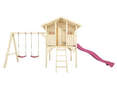 Stelzenhaus Toby inkl. Doppelschaukel und Rutsche pink Produktbild #3