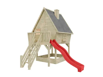 Stelzenhaus Clubhouse KDI inkl. Rutsche rot Produktbild #3