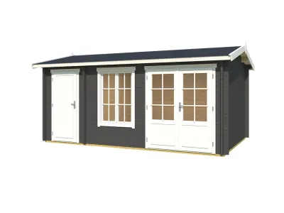 Gartenhaus Blockbohlenhaus Wrexham 2 44 mm carbongrau Produktbild #2