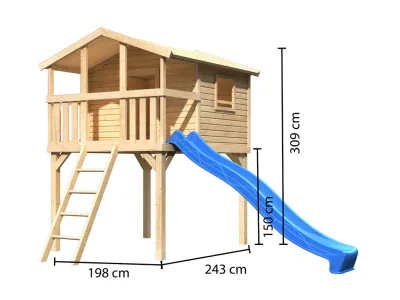 Stelzenhaus Benjamin naturbelassen inkl. Rutsche blau Produktbild #4