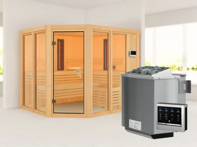 Multifunktionssauna Ava mit bronzierter Glastür + 9 kW Bio-Kombiofen ext. Strg. Produktbild #3