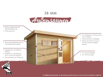 Saunahaus Skrollan 3 naturbelassen mit Voraum Produktbild #6