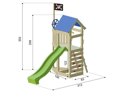 Spielturm Pirat Captain Jolly KDI inkl. Rutsche grau Produktbild #7