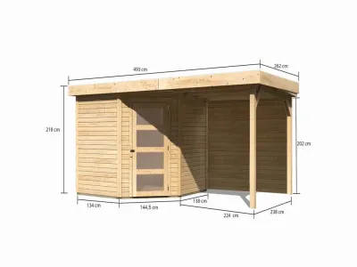 Gartenhaus SET Schwandorf 5 19 mm naturbelassen, inkl. 2,4 m Anbaudach + Rückwand Produktbild #5