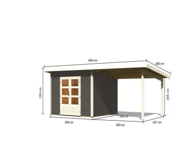 Gartenhaus SET Northeim 3 - Terragrau, inkl. 3,3 m Anbaudach Produktbild #8