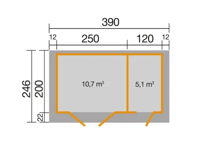 Gartenhaus Blockbohlenhaus 254 Gr. 1 28 mm naturbelassen Produktbild #3