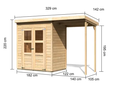 Gerätehaus Merseburg 2 14 mm naturbelassen inkl. 140 cm Anbau Produktbild #4