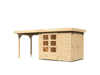 Gartenhaus SET Retola 2 19 mm naturbelassen, inkl. 2,8 m Anbaudach + Anbauschrank Produktbild #3