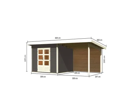 Gartenhaus SET Northeim 3 - Terragrau, inkl. 3,3 m Anbaudach + Rückwand Produktbild #5
