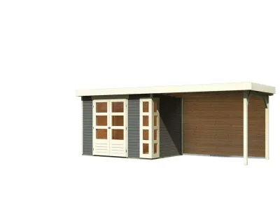 Gartenhaus SET Kerko 4 19 mm terragrau, inkl. 2,8 m Anbaudach + Rückwand Produktbild #4