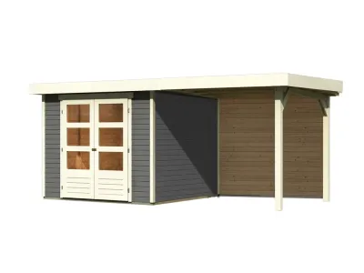 Gartenhaus SET Askola 3,5 19 mm terragrau, inkl. 2,4 m Anbaudach + Rückwand Produktbild #7