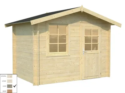 Gartenhaus Blockbohlenhaus Klara 4,7 m² 28 mm grau tauchimprägniert Produktbild #2