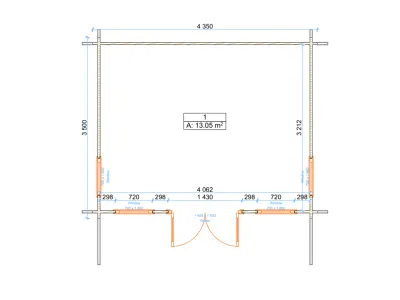 Gartenhaus Blockbohlenhaus Rosie 44 mm naturbelassen Produktbild #5