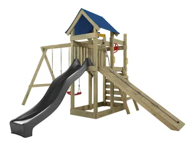 Spielturm Hefty KDI inkl. Doppelschaukel inkl. Rutsche grau + Sitze rot Produktbild #5