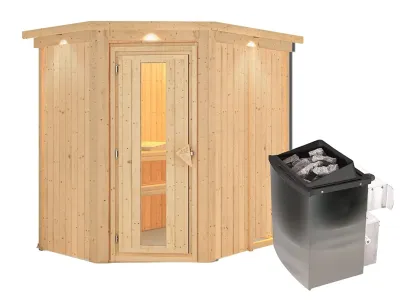 Sauna Systemsauna Carin mit Dachkranz, inkl. 9 kW Ofen mit integrierter Steuerung Produktbild #16