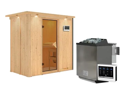 Sauna Systemsauna Variado mit Dachkranz, inkl. 9 kW Bio-Ofen mit externer Steuerung Produktbild #8