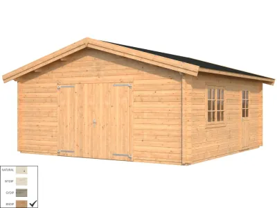 Garage Roger 27,7 m² mit Holztor 70 mm braun tauchimprägniert Produktbild #2