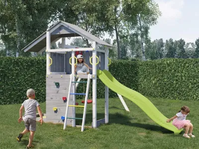Spielturm Smart 2 grau-weiß inkl. Rutsche gelb Produktbild #2
