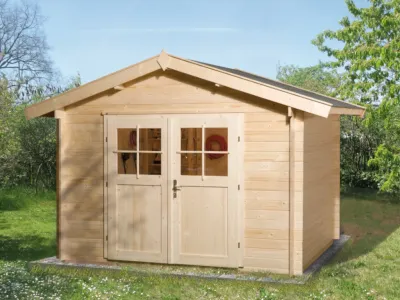 Gartenhaus Premium28 Gr. 7 28 mm natubelassen mit 20 cm Vordach Produktbild #1