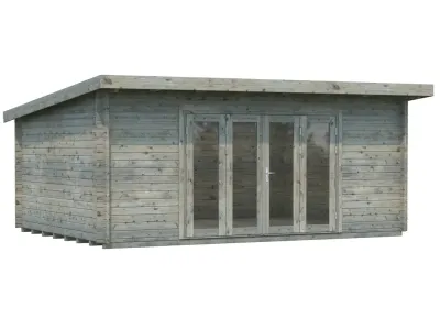 Gartenhaus Blockbohlenhaus Lea 19,4 m² 44 mm grau tauchimprägniert Produktbild #1