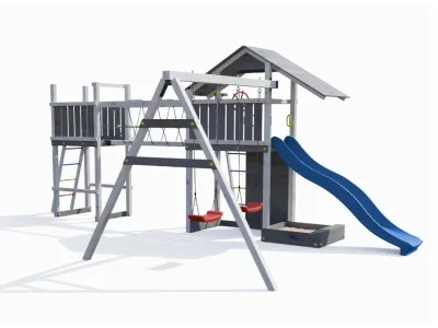 Spielturm Smart 2 Bridge grau-weiß inkl. Rutsche blau Produktbild #6