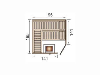 Sauna Massivholzsauna Turku 2 HT isolierte Holztür mit Glasausschnitt Produktbild #2