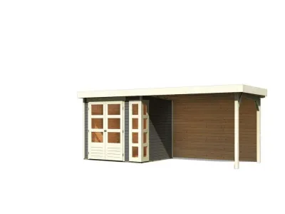 Gartenhaus SET Kerko 3 19 mm terragrau, inkl. 2,8 m Anbaudach + Rückwand Produktbild #5