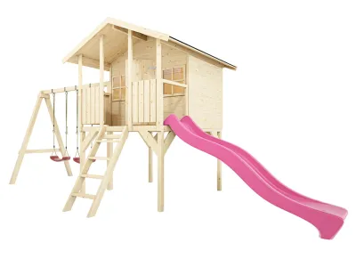 Stelzenhaus Toby inkl. Doppelschaukel und Rutsche pink Produktbild #5