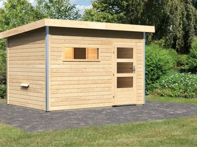 Saunahaus SPARSET Enns 2 inkl. 9 kW Bio Kombisaunaofen + ext. Steuerung Produktbild #1