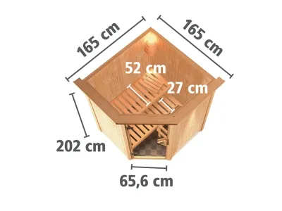 Sauna Systemsauna Larin mit Dachkranz, inkl. 9 kW Bio-Ofen mit externer Steuerung Produktbild #6