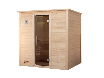 Sauna Massivholzsauna Bergen 1 GT graphit Ganzglastür Produktbild #3